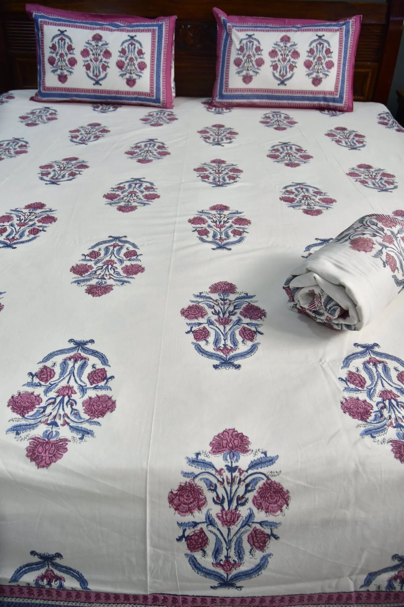 Burnt Pink Buta dohar bedding set