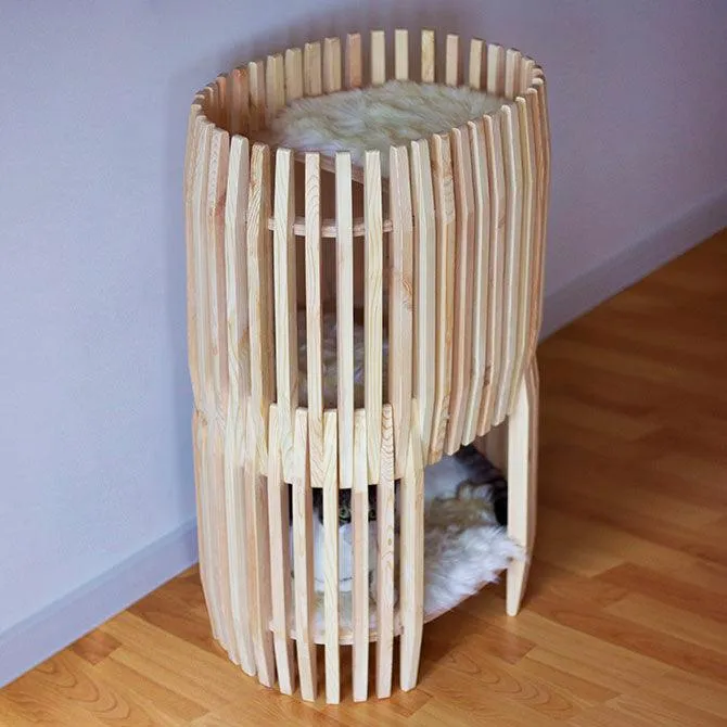 Catissa Colosseum Cat Bed | 3-Tiered | Natural