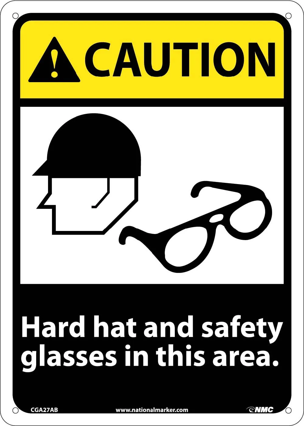 Caution Hard Hat And Safety Glasses In This Area Sign