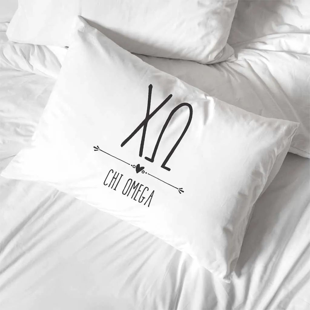 Chi Omega Boho Greek Letters and Name Pillowcase