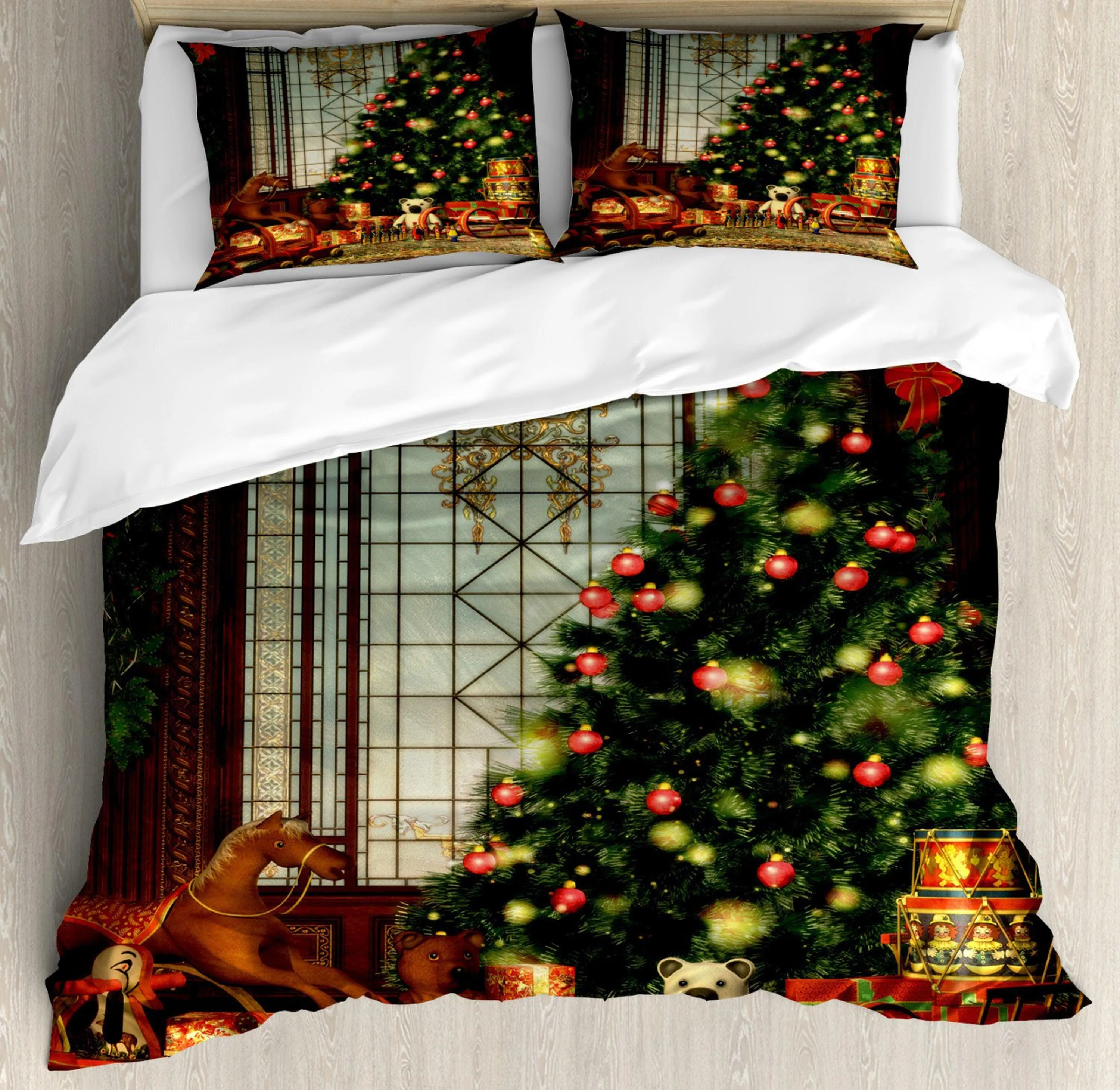 Christmas tree bedding & pillowcase holiday gift duvet cover king queen full twin toddler bedding baby Christmas farmhouse decor