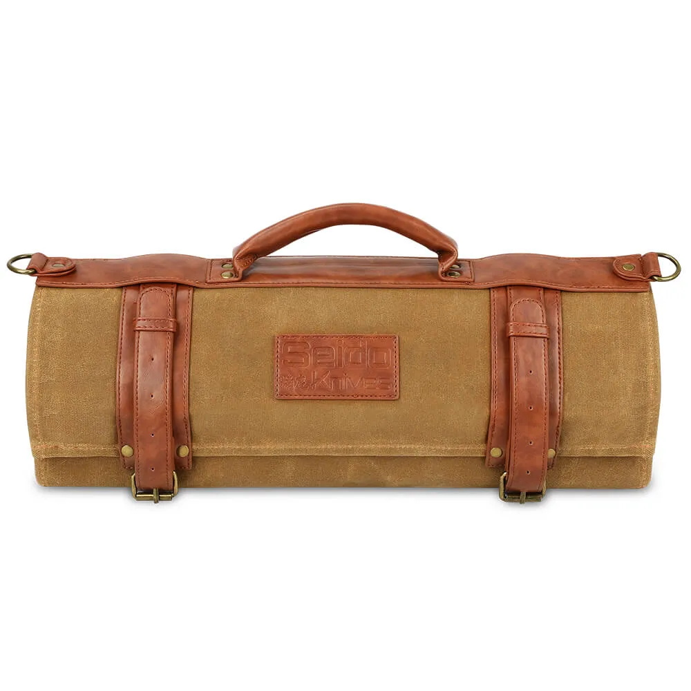 Classic Knife Roll Bag, Heavy Duty Canvas & Leather