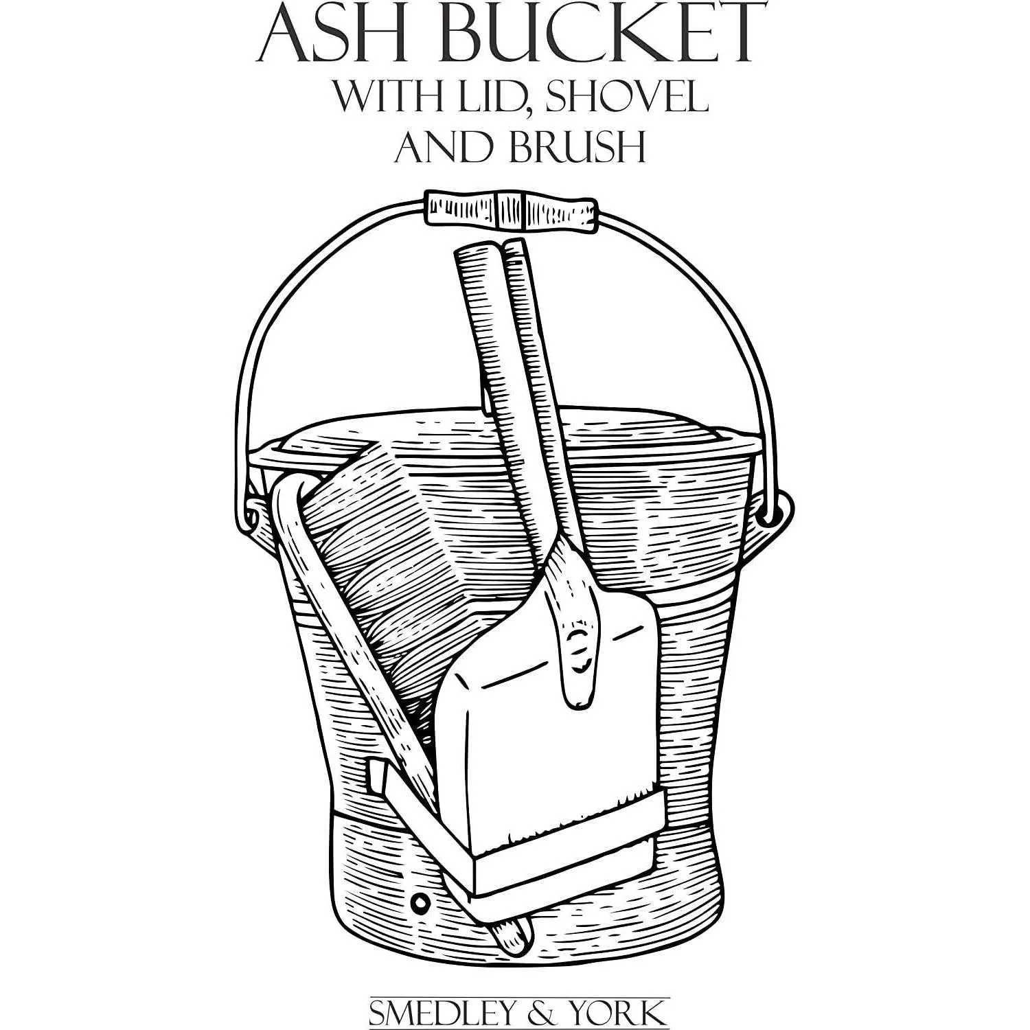 Coal and Ash Bucket with Shovel and Hand Broom