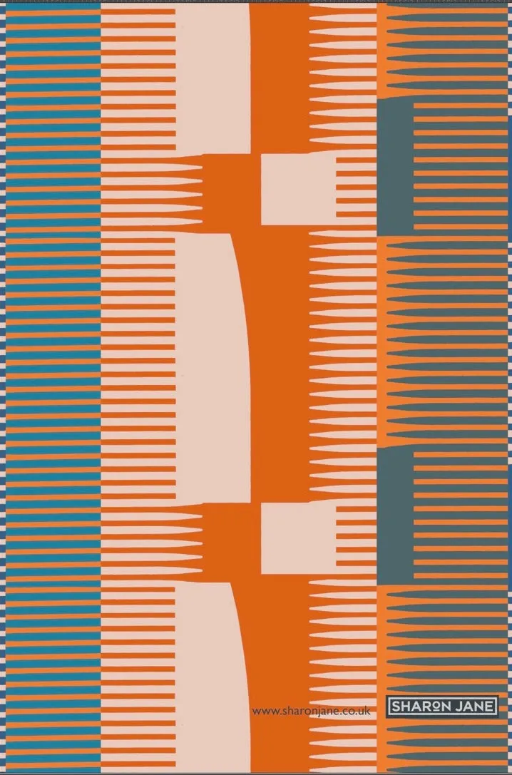 Combed Stripe Tea Towel - Paprika   Teal