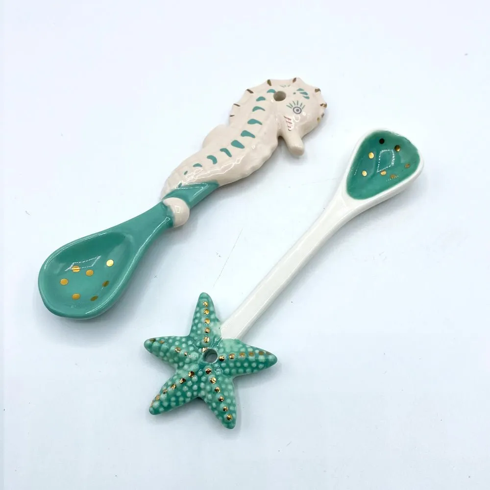 Coral Seahorse and Starfish Spoon Set