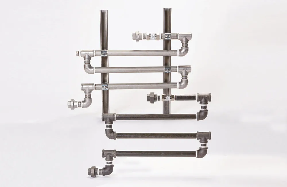 Corrosion coupon rack kit 1" in PVC, Black Iron, Clear PVC, SS304 with 2, 3 or 4 stations and 10 GPM flow regulator on galvanized strut