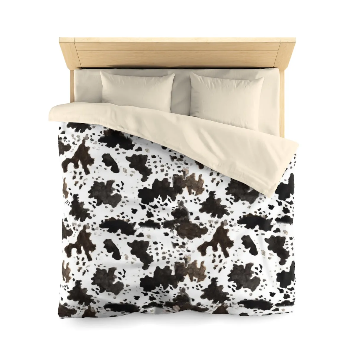 Cow Print Lightweight Woven Microfiber Queen/Twin Bed Duvet Cover, Made in USA