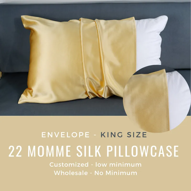 Custom Wholesale Silk Pillowcase 22 Momme Envelope Closure - King size