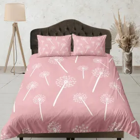 Dandelion floral pink duvet cover colorful bedding, teen girl bedroom, baby girl crib bedding boho maximalist bedspread aesthetic bedding