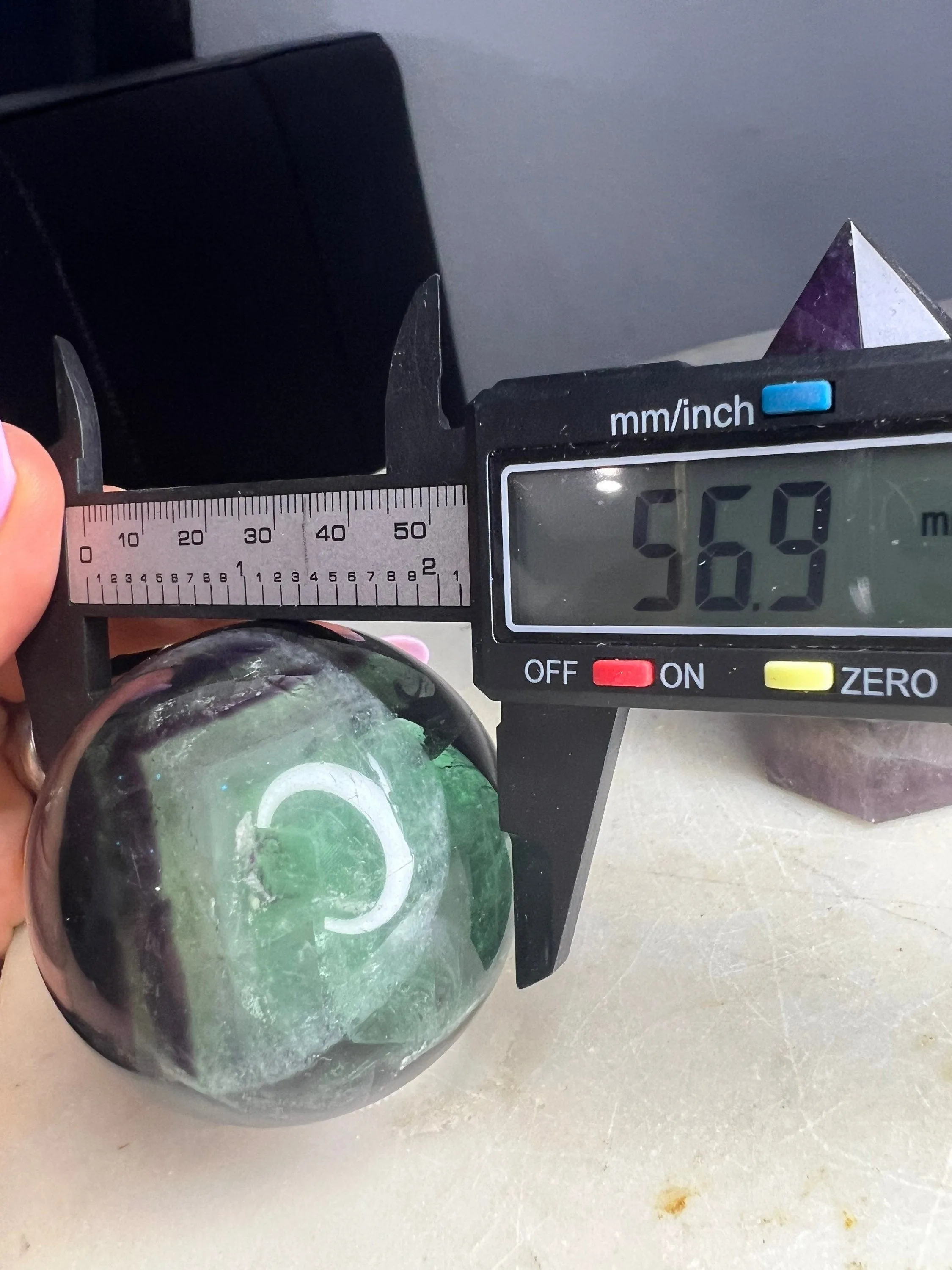 Dark purple and green fluorite set total weight 15oz