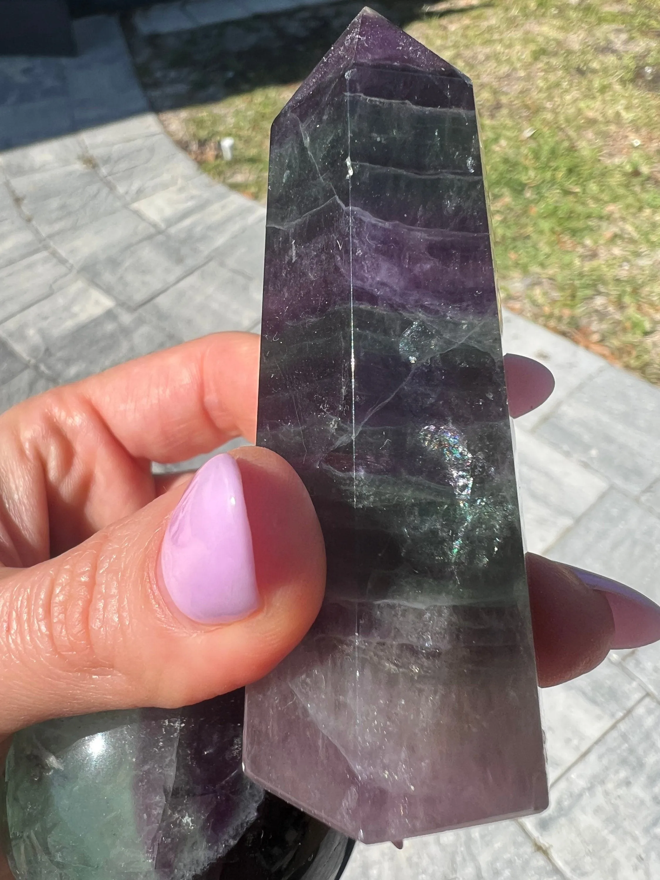 Dark purple and green fluorite set total weight 15oz