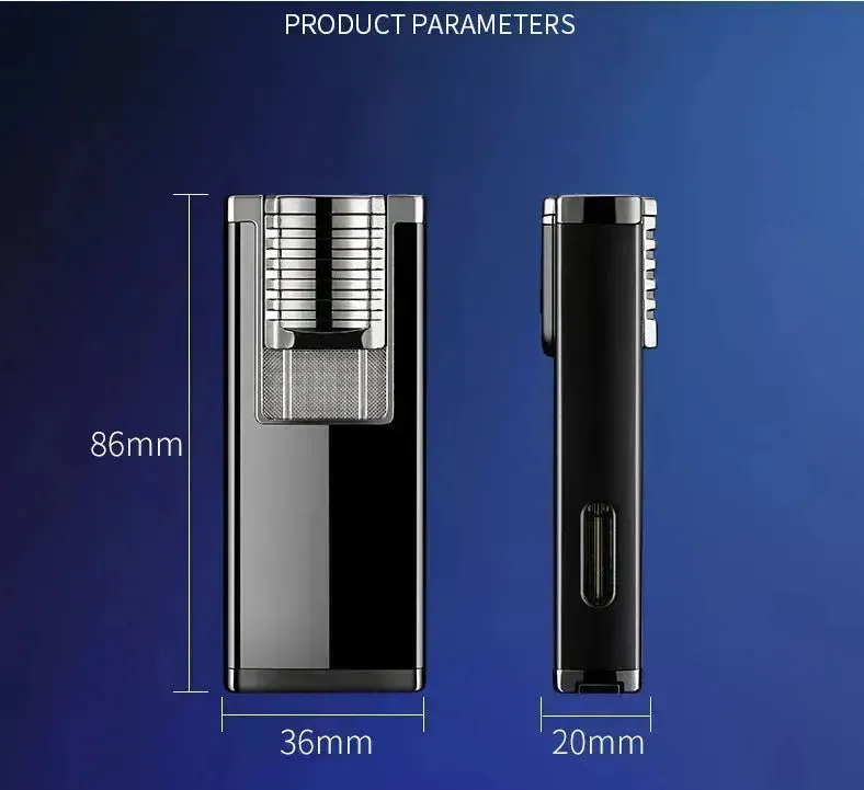 Double High Firepower Blue Flame Torch Lighter With Hidden Cigar Cutter