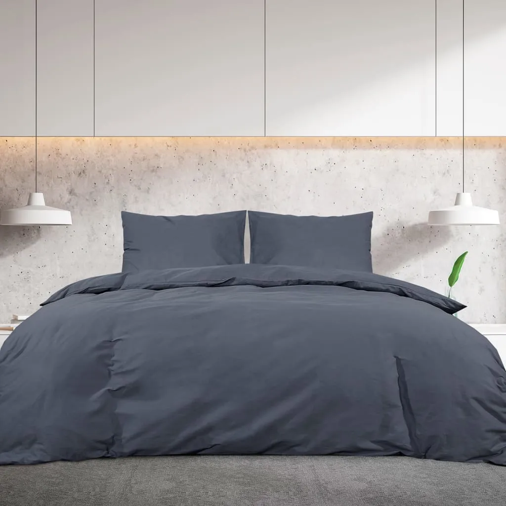 Duvet Cover Set Anthracite 200x220 cm Cotton