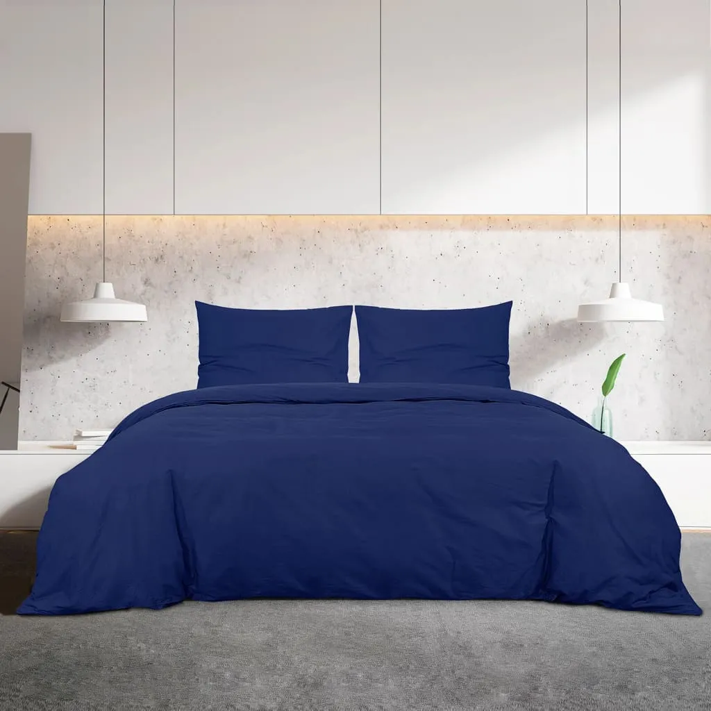 Duvet Cover Set Navy Blue 260x240 cm Light-weight Microfiber