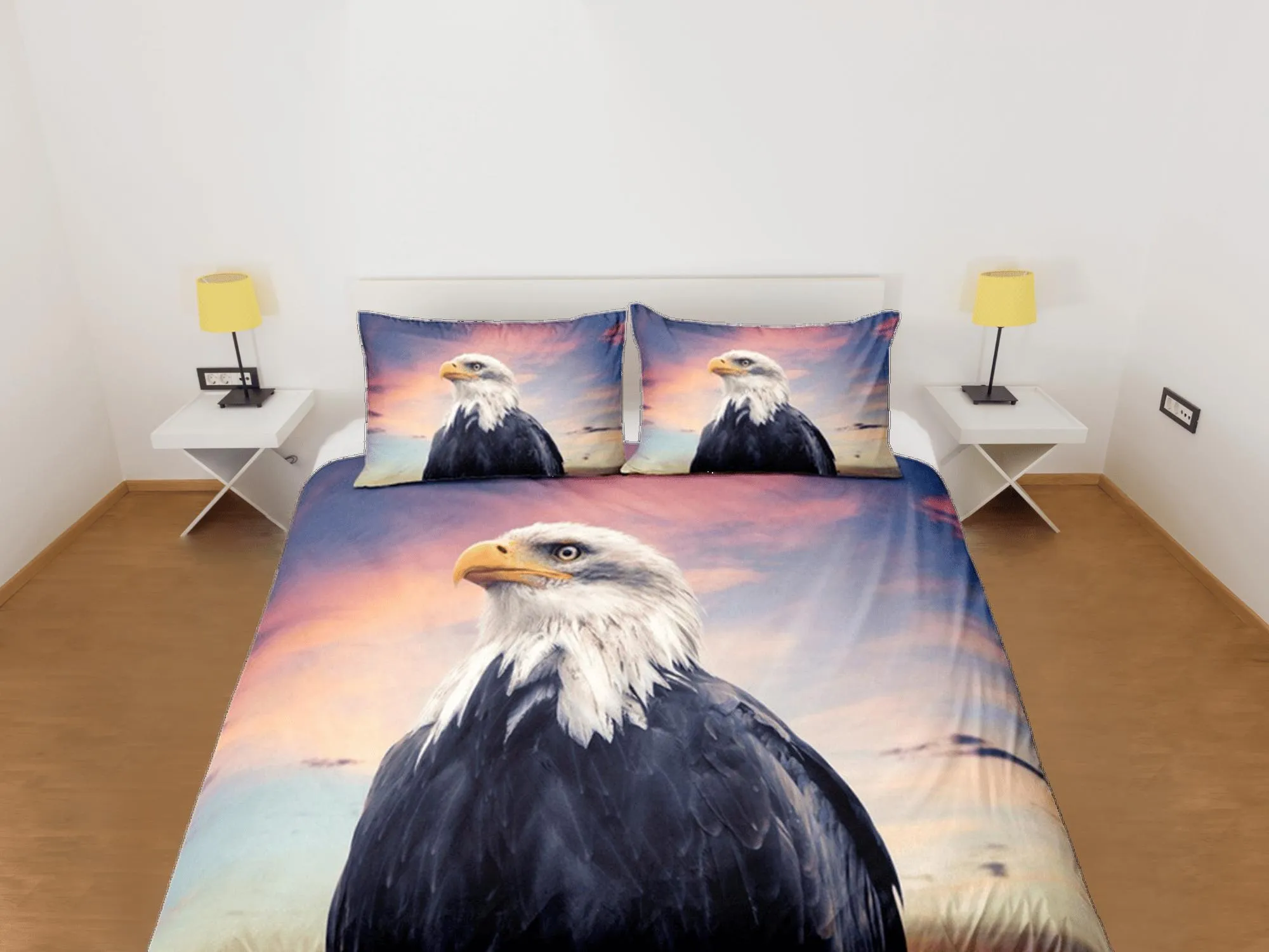 Eagle Duvet Cover Set Cute Bedspread, Bird Dorm Bedding with Pillowcase, King Duvet Cover Full, Queen Comforter Cover Bedding