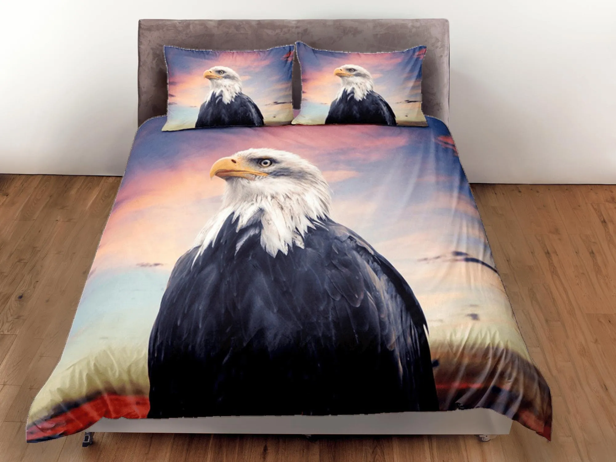 Eagle Duvet Cover Set Cute Bedspread, Bird Dorm Bedding with Pillowcase, King Duvet Cover Full, Queen Comforter Cover Bedding