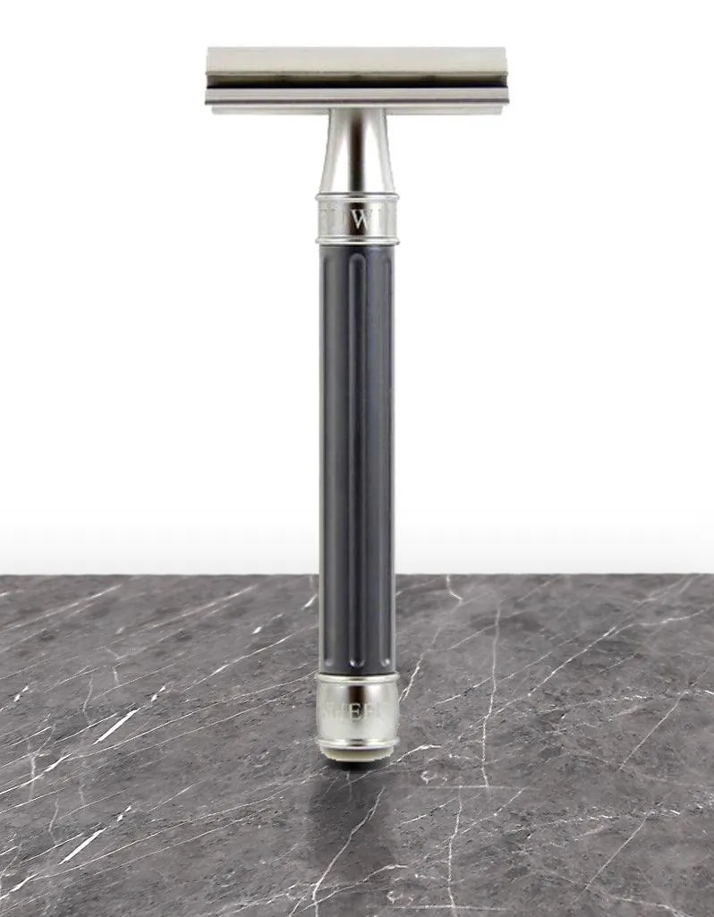 Edwin Jagger - DESSGA5BL 3ONE6 Stainless Steel Double Edge Safety Razor, Anodised Gunmetal