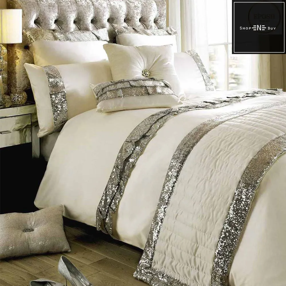 Elegant Look Cream Bridal Quilt Set - 12 Pieces Set with Free Quilt Filling