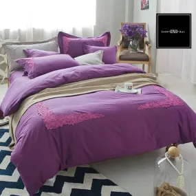 Embroidered Duvet 8 Pieces -Purple