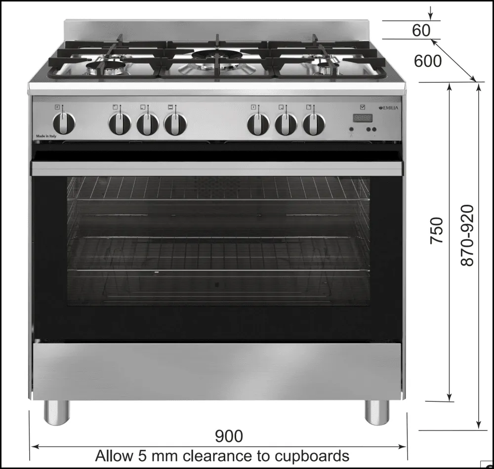 Emilia EM965GE 90cm Dual Fuel Stove with Air Fryer - Special Order