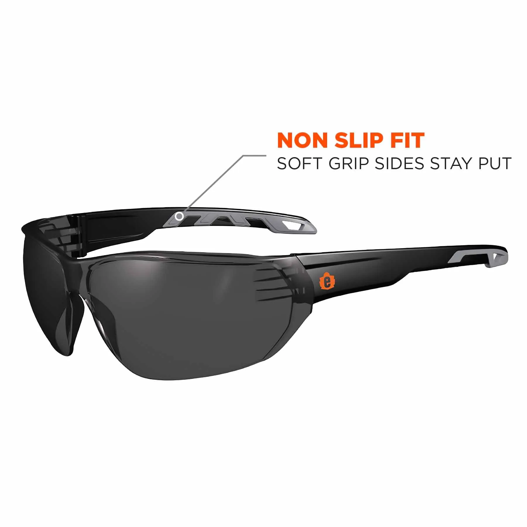 Ergodyne 59233 VALI Anti-Fog Smoke Lens Matte Black Frameless Safety Glasses