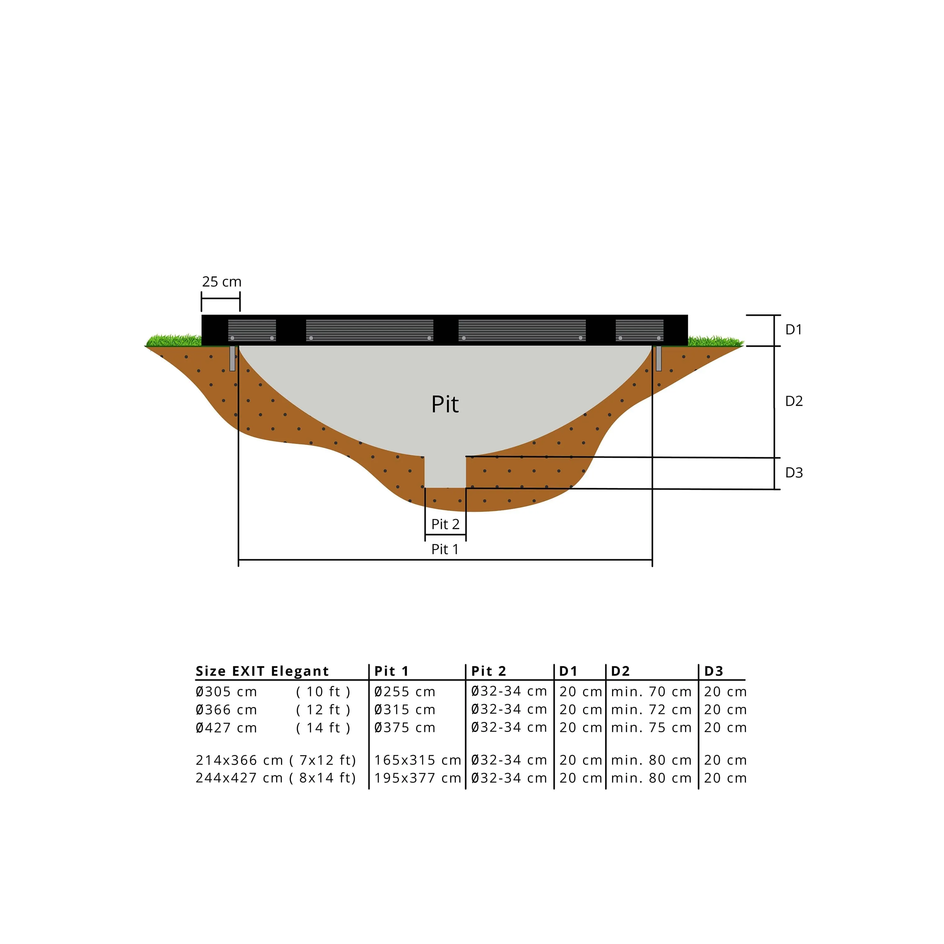 EXIT Elegant Premium Ground Trampoline 244x427cm - Black