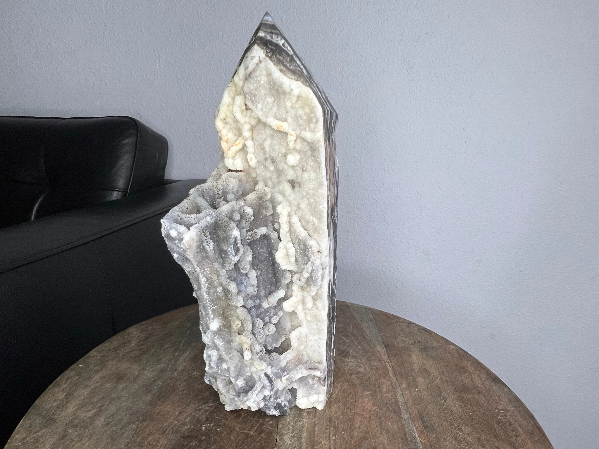 Extra Large DRUZY Gray white Sphalerite Tower Point Crystal Stone Sparkle Shine 4lb 6.4oz 10.5inches in height