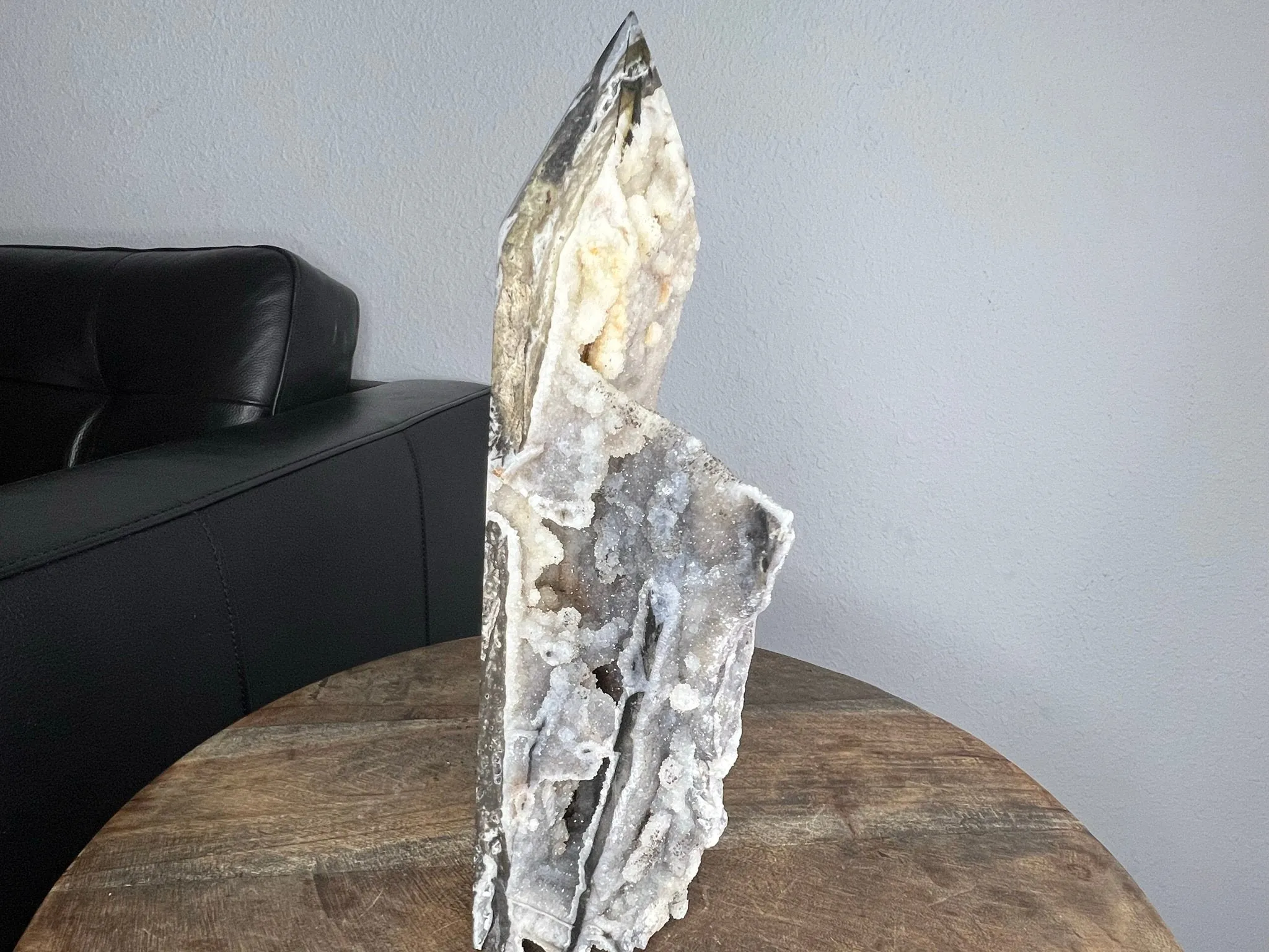 Extra Large DRUZY Gray white Sphalerite Tower Point Crystal Stone Sparkle Shine 4lb 6.4oz 10.5inches in height