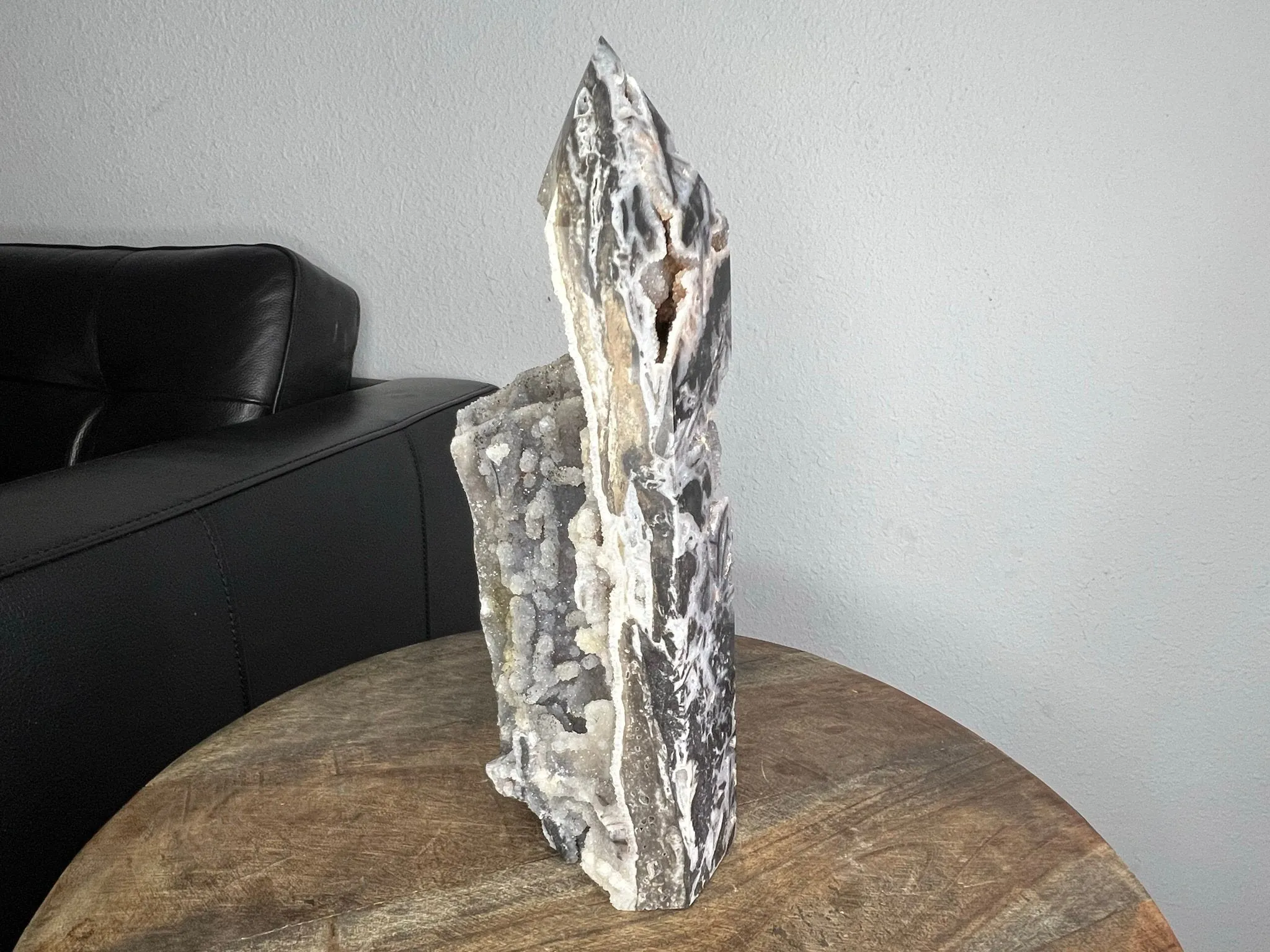 Extra Large DRUZY Gray white Sphalerite Tower Point Crystal Stone Sparkle Shine 4lb 6.4oz 10.5inches in height