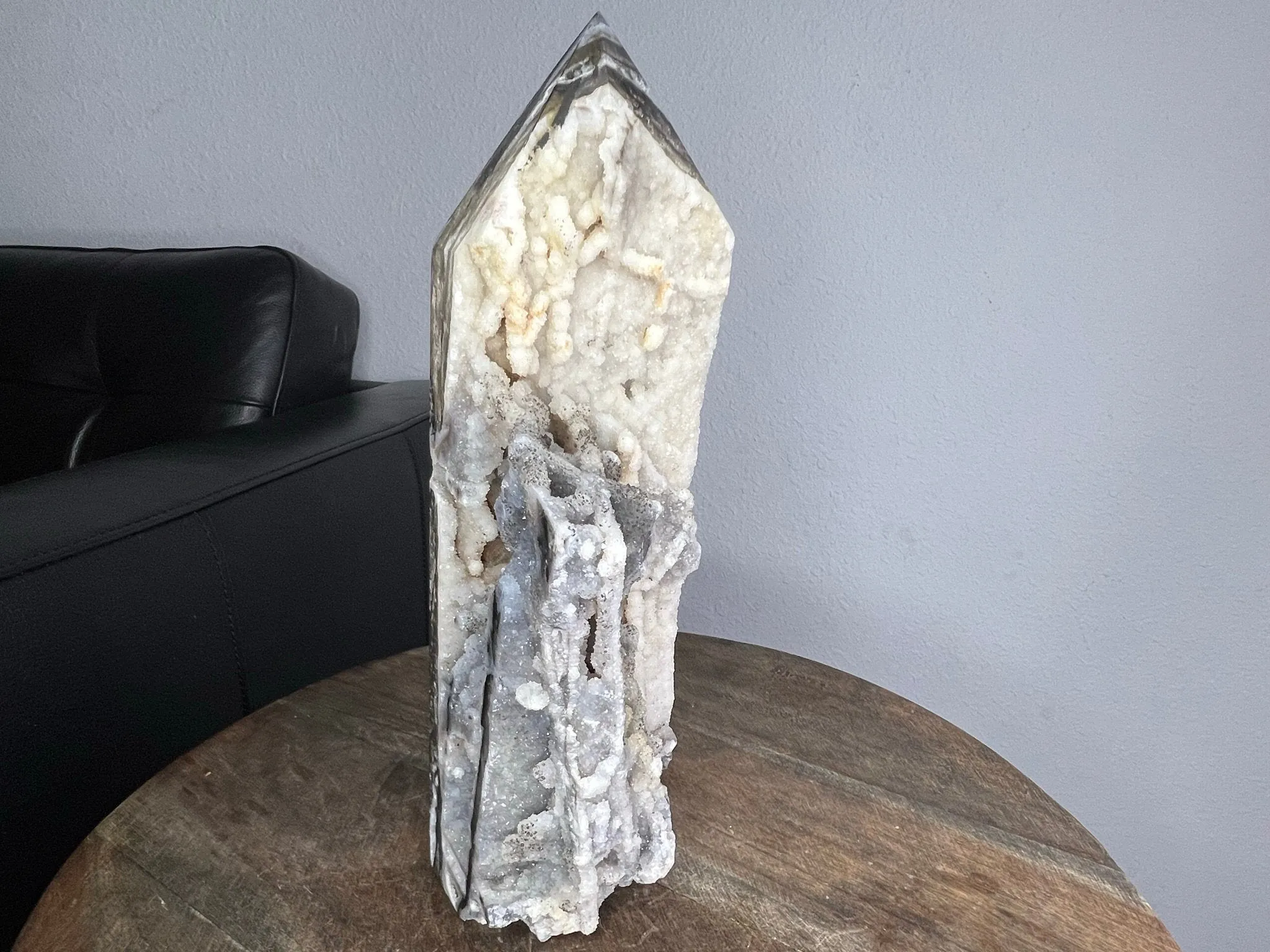 Extra Large DRUZY Gray white Sphalerite Tower Point Crystal Stone Sparkle Shine 4lb 6.4oz 10.5inches in height