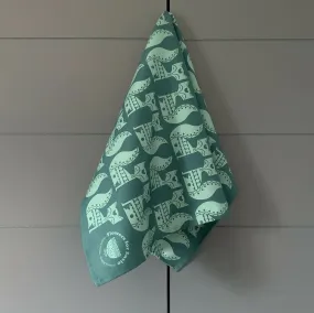 Fox Tea Towel - Teal