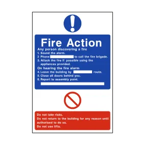 General Fire Action Sticker