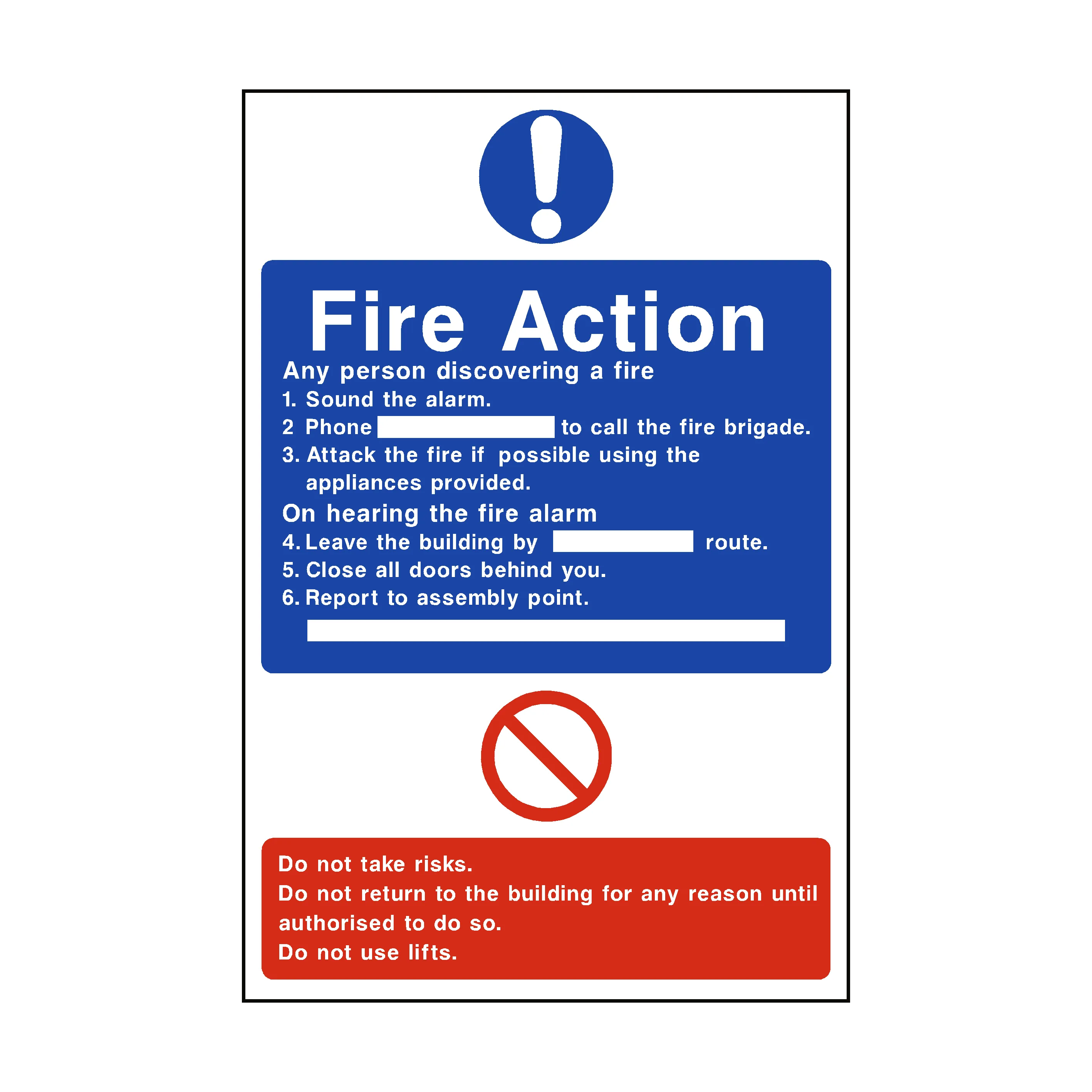 General Fire Action Sticker