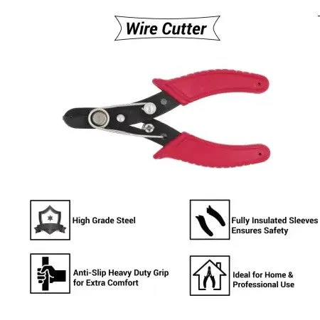 Hand Tool Kit - Plier, Claw Hammer, 2in1 Screwdriver, Wire Cutter, Measuring Tape, Line Tester, Electrical Tape, Paper Cutter