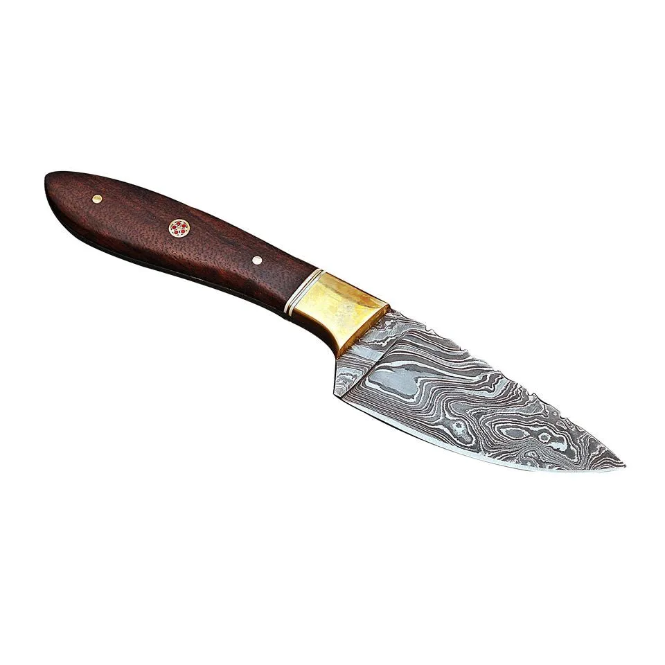 Handmade Damascus Skinner Knife AMK010 Professional Kitchen Knife Rose Wood Handle