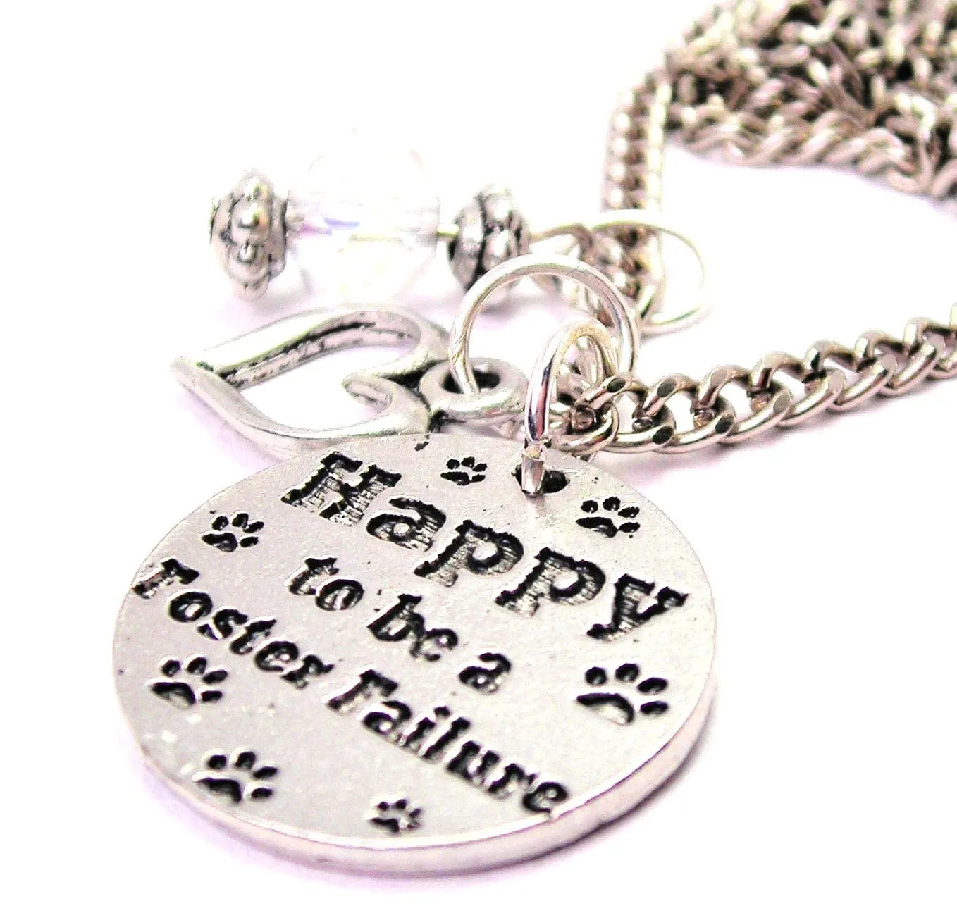 Happy To Be A Foster Failure Necklace with Small Heart