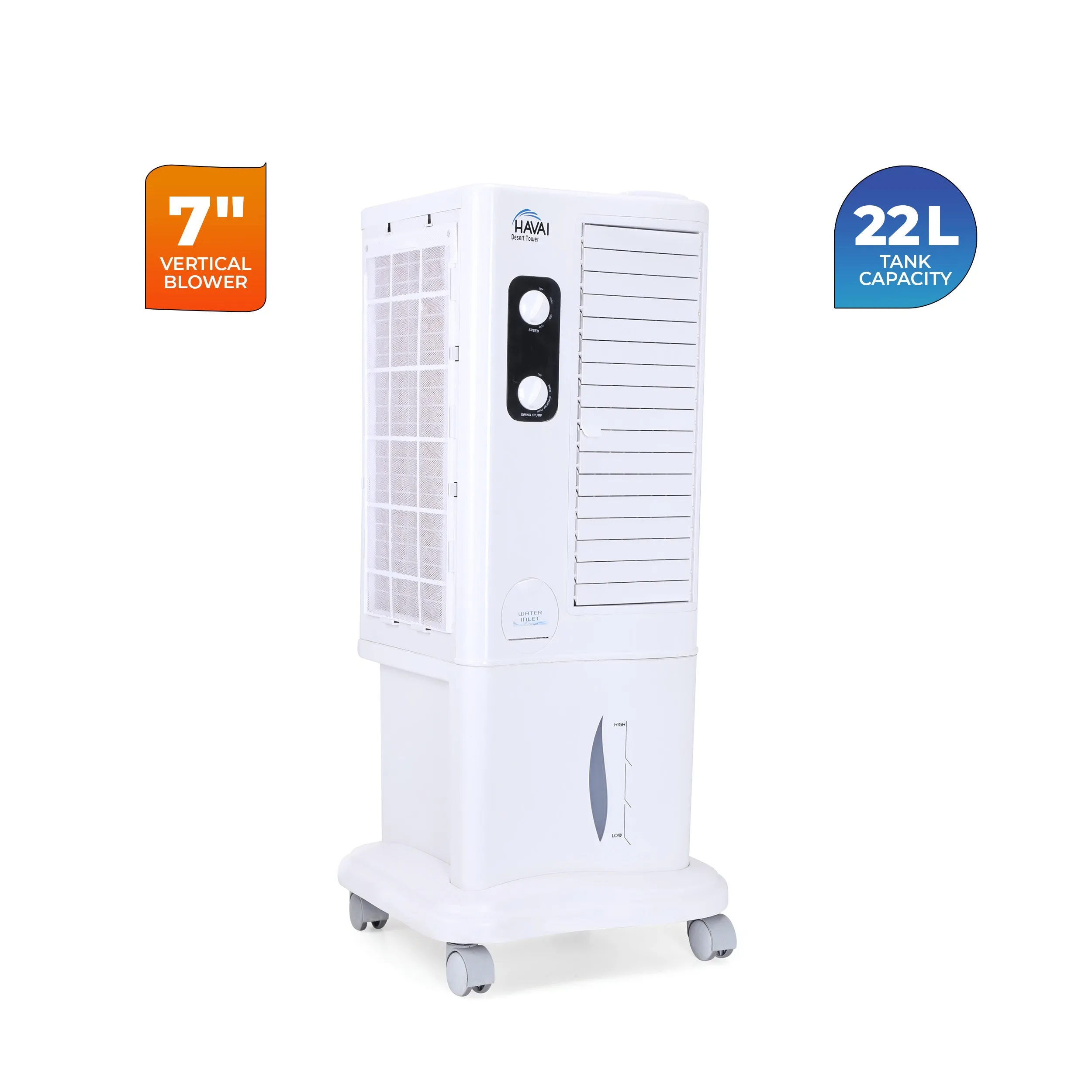 HAVAI Desert Tower Cooler with Blower, 22 L, White