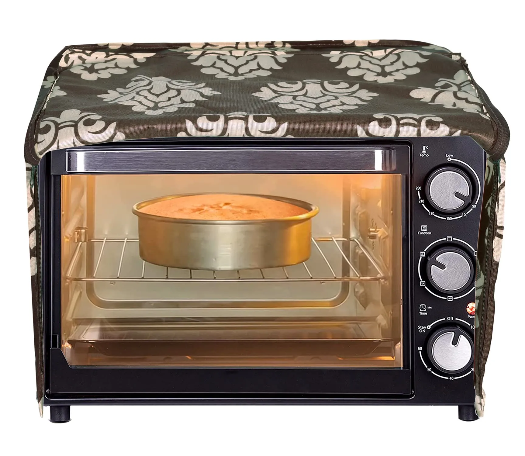 Heart Home Polyster Floral Printed Microwave Oven Cover,23 LTR. (Brown)-HS43HEARTH25931