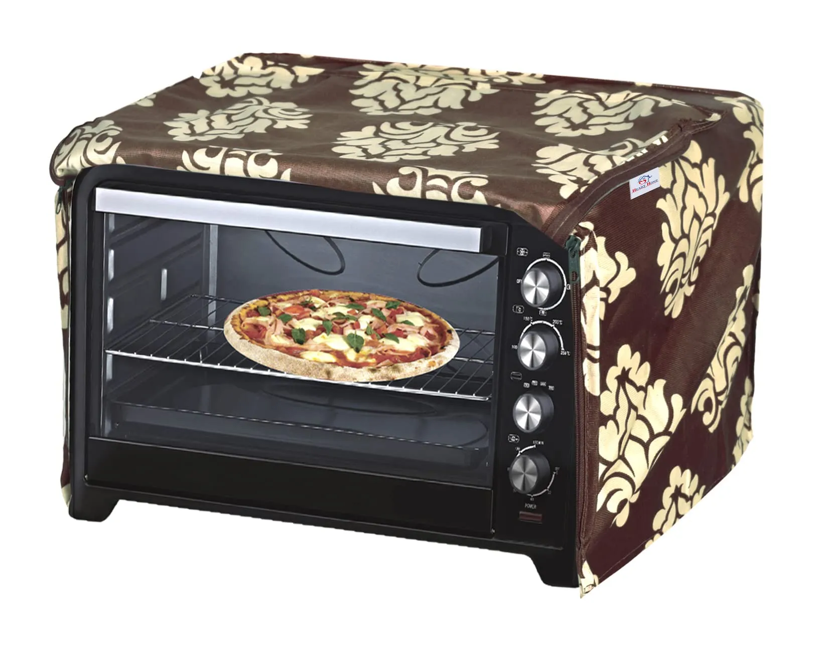 Heart Home Polyster Floral Printed Microwave Oven Cover,23 LTR. (Brown)-HS43HEARTH25931