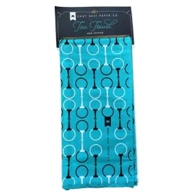 Hunt Seat Paper Co. Tea Towel - Aqua Blue Snaffle Print