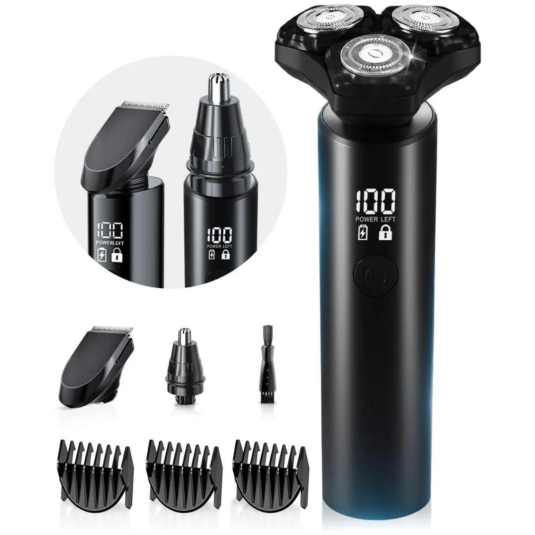 IPX8 Waterproof Removable Magnetic 3D Electric Shaver