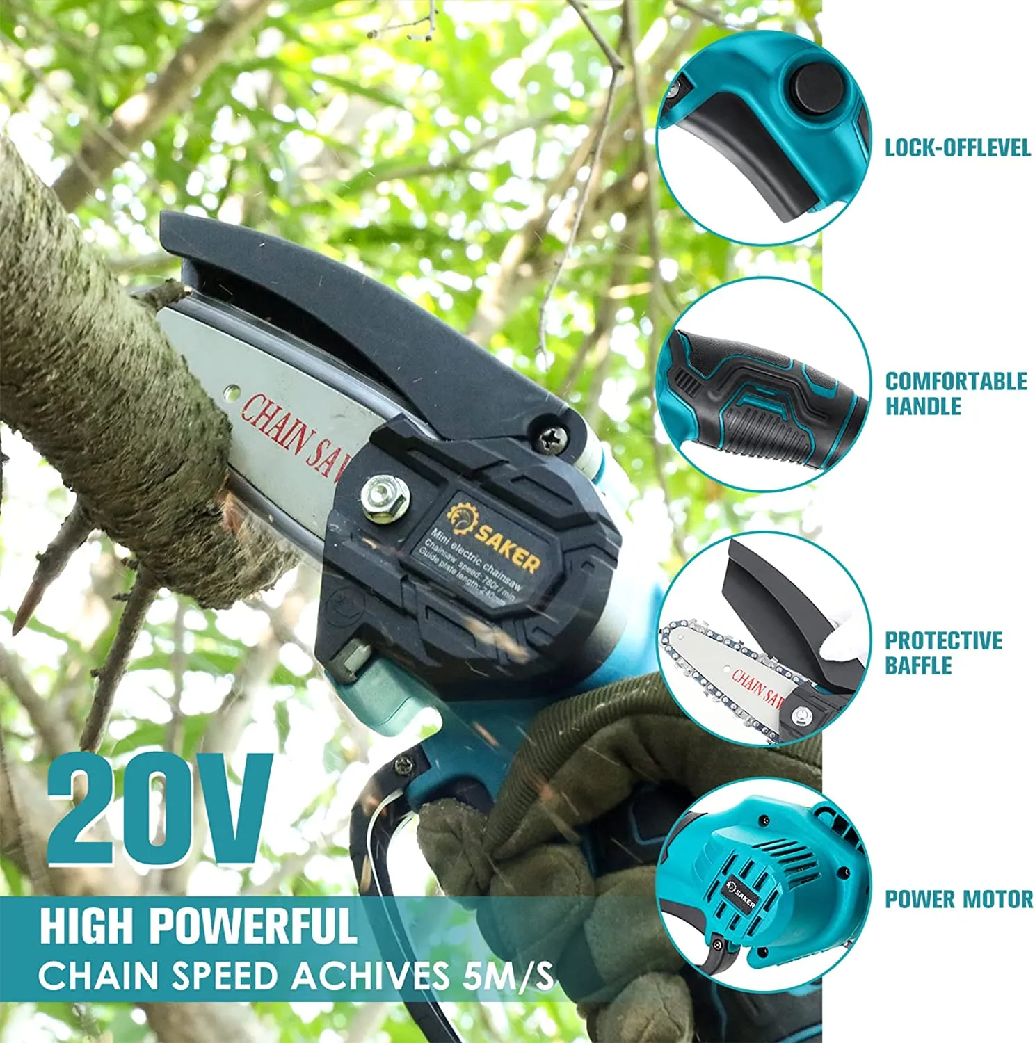 ITEM# 0154   Mini Chainsaw, Portable Electric Best Chainsaw Cordless, Small Handheld Chain Saw Pruning Shears Chainsaw for Tree Branches, Courtyard and Garden(SAKER MINI CHAINSAW   BATTERIES) Watch Video)