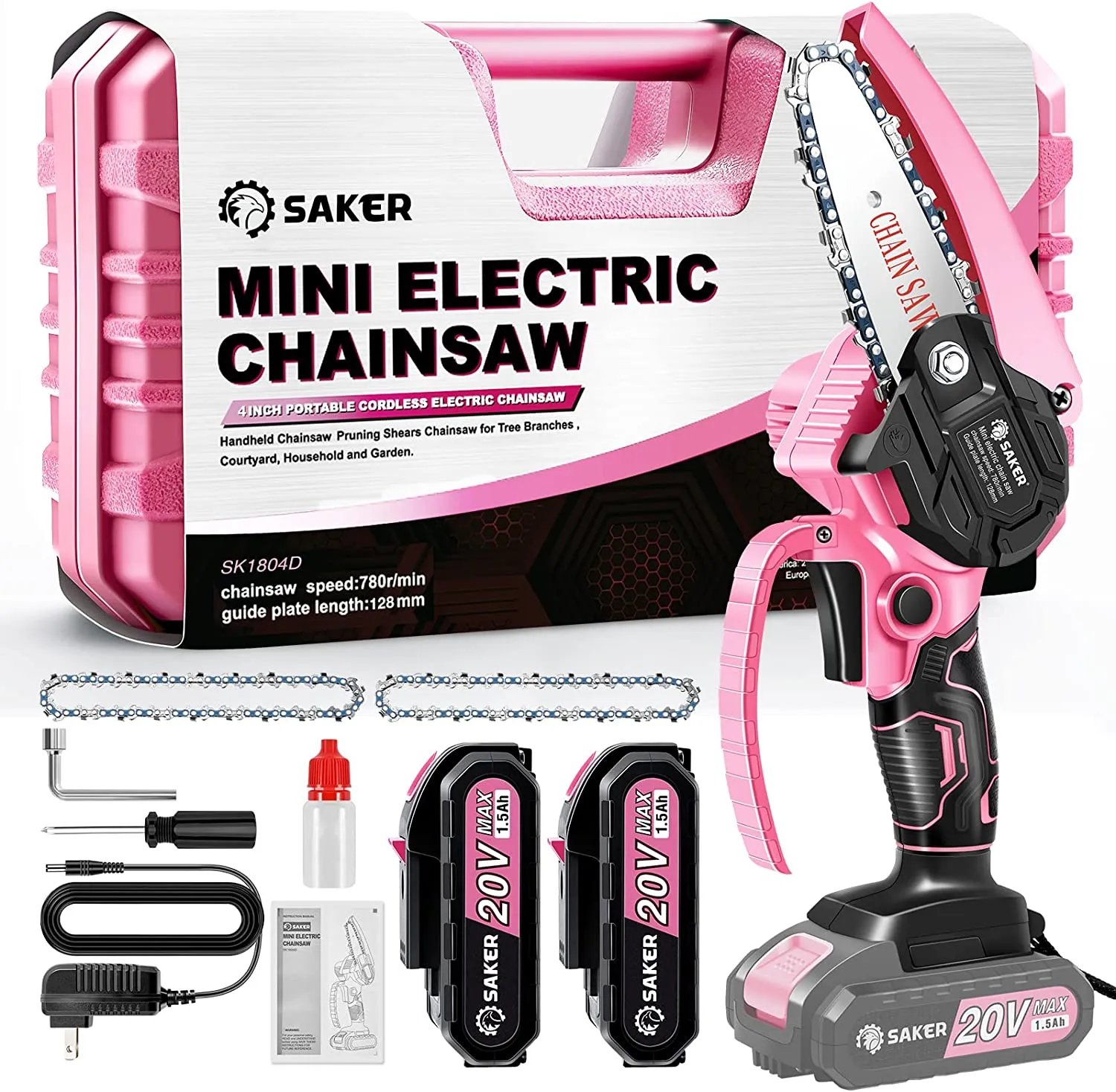 ITEM# 0154   Mini Chainsaw, Portable Electric Best Chainsaw Cordless, Small Handheld Chain Saw Pruning Shears Chainsaw for Tree Branches, Courtyard and Garden(SAKER MINI CHAINSAW   BATTERIES) Watch Video)