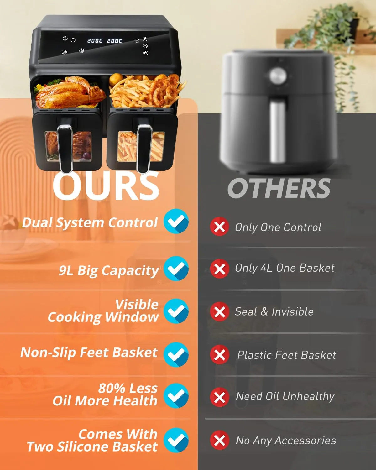 JR JUMIAR Dual Zone Digital Air Fryer 9L (New)