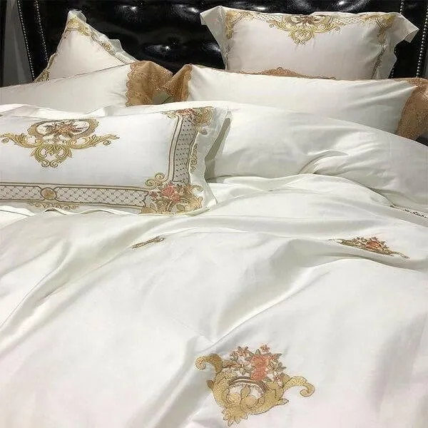 Karlena Oriental Egyptian Cotton Embroidery Luxury Royal Duvet Cover Set