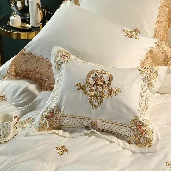 Karlena Oriental Egyptian Cotton Embroidery Luxury Royal Duvet Cover Set