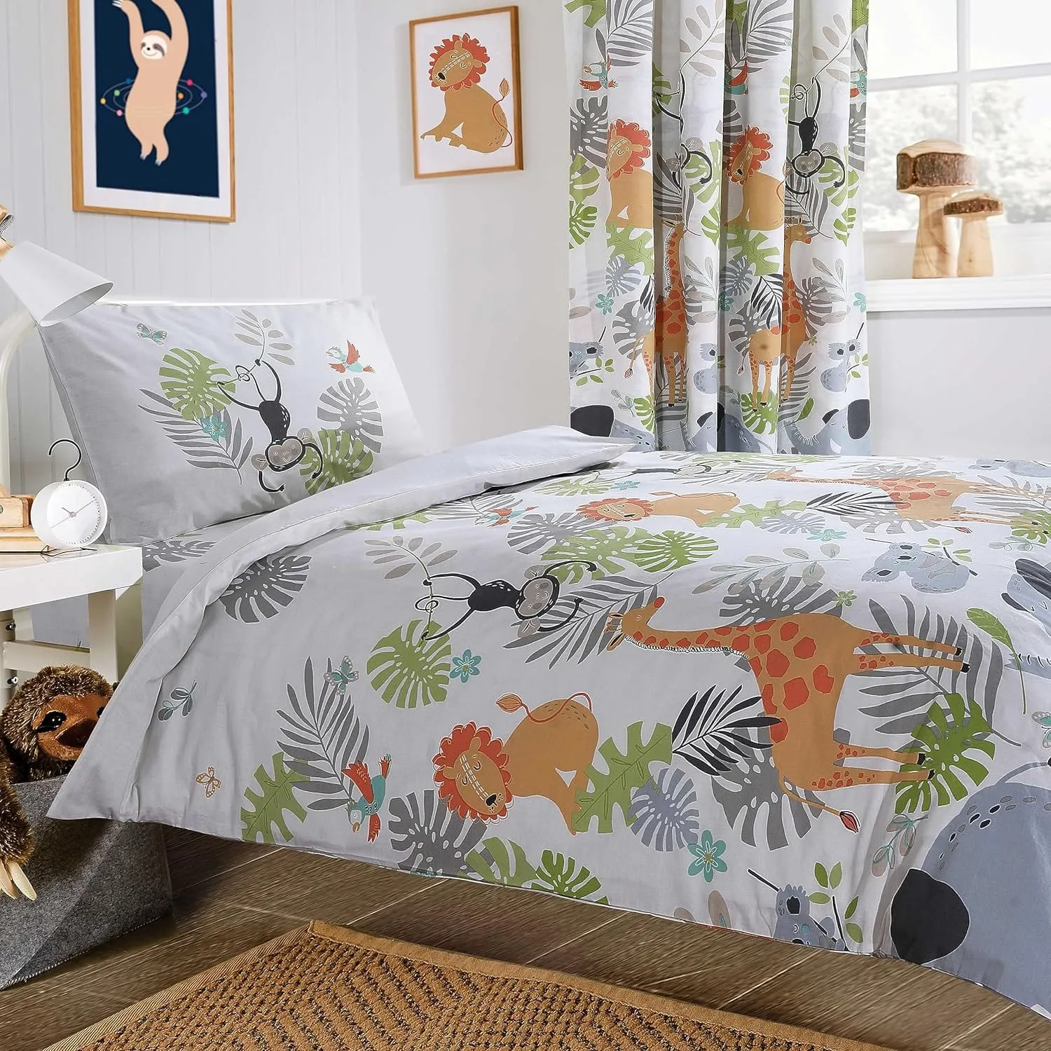 Kids Safari Jungle Animal Print Duvet Cover Set Soft Cosy and Durable Lightweight Bedding with Pillowcase by OLIVIA ROCCO