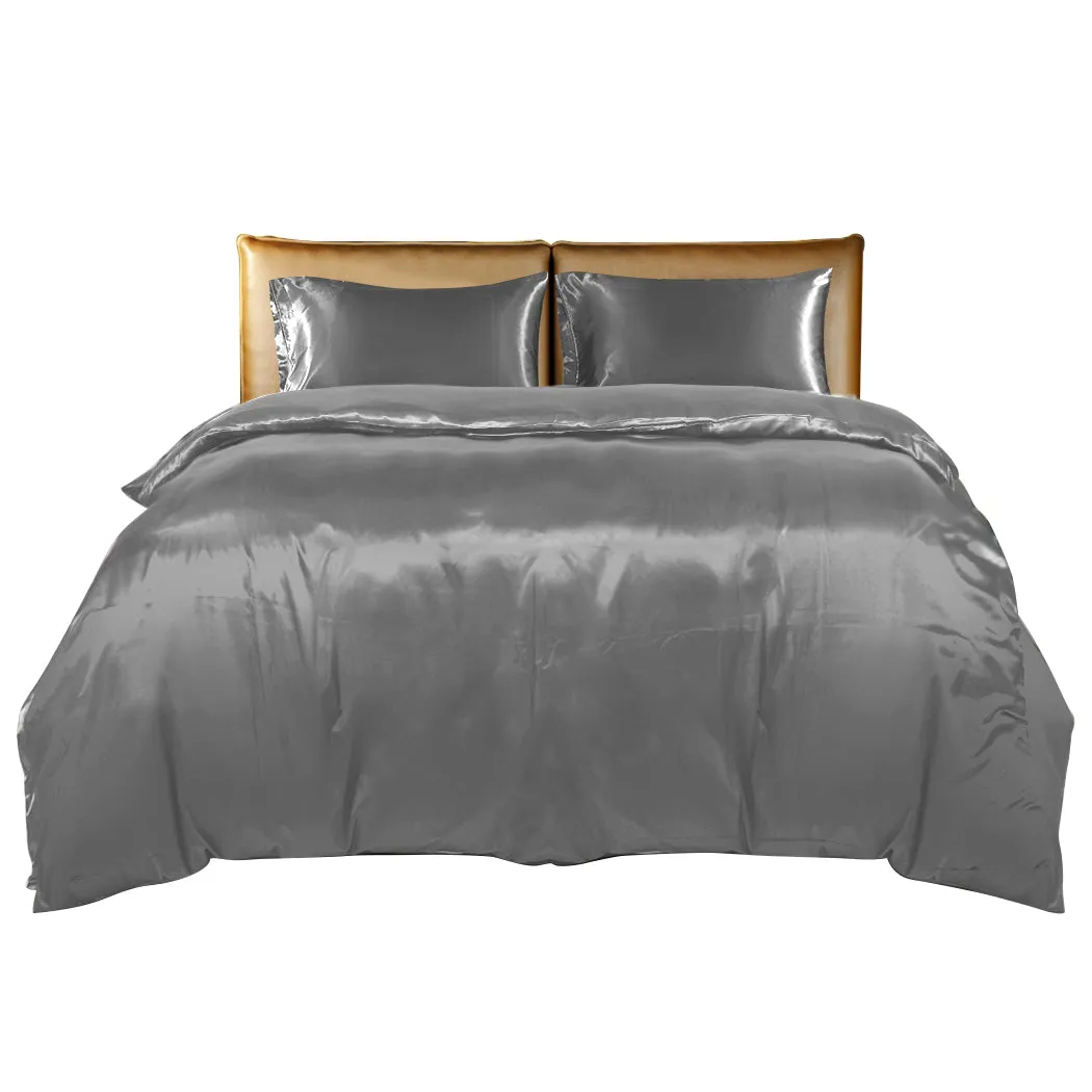 KING Quilt Cover Set Bedspread Pillowcases - Summer Grey