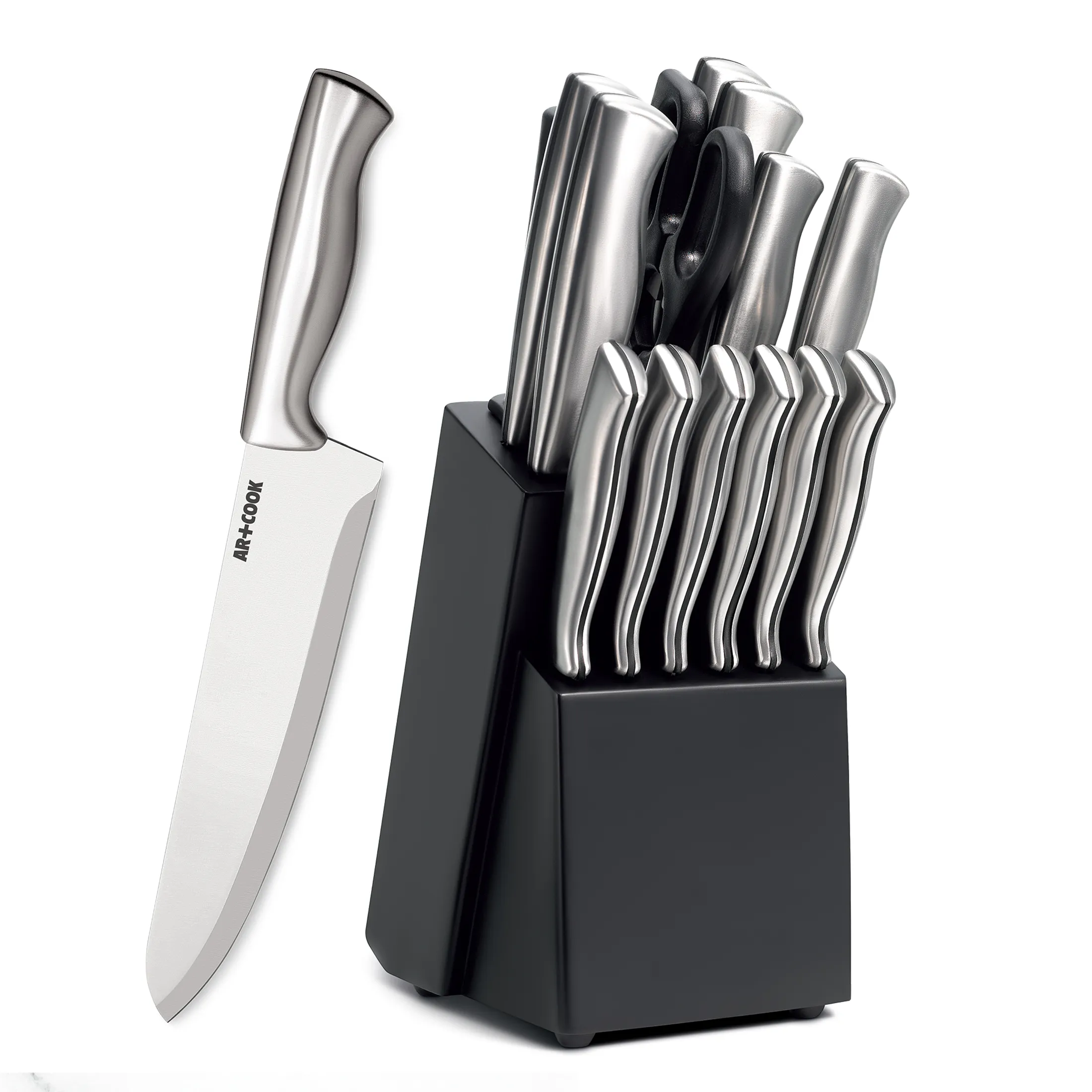 Knife Set with Butcher Block (15 Piece Set)