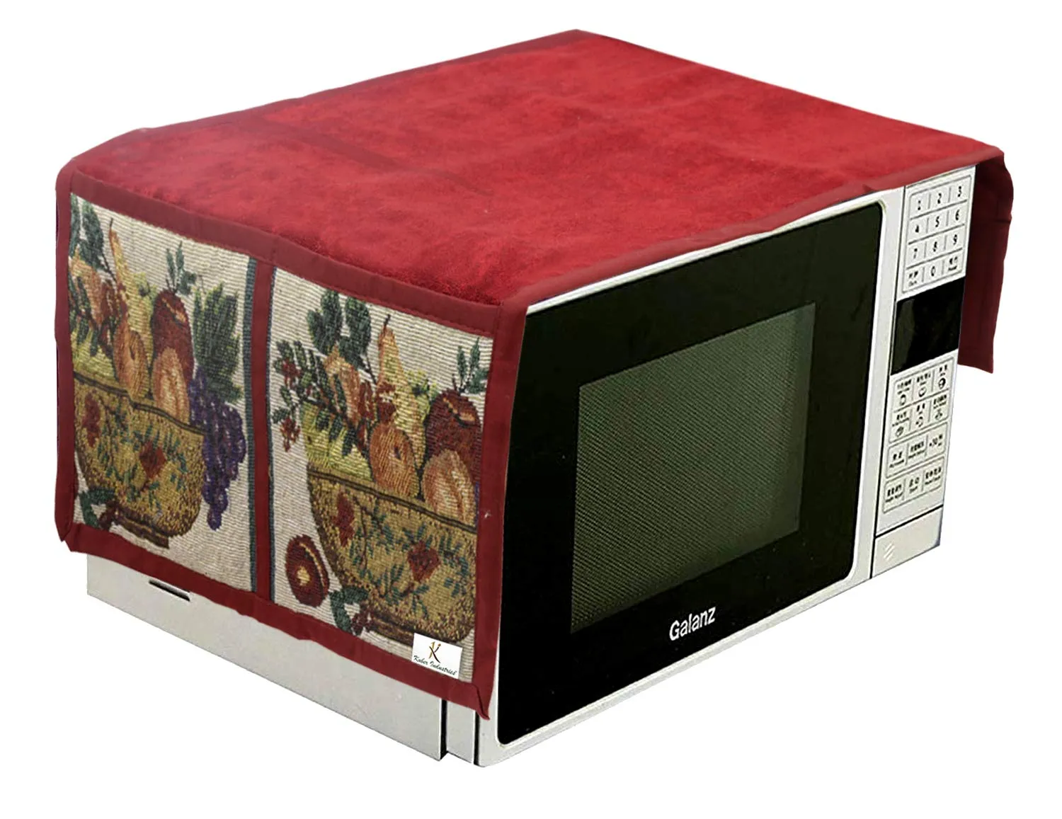 Kuber Industries Microwave Oven Cover Dustproof Velvet Machine Protector Decorative Kitchen Appliance Cover with Side Storage Pockets 30 LTR (Maroon)-KUBMART11835